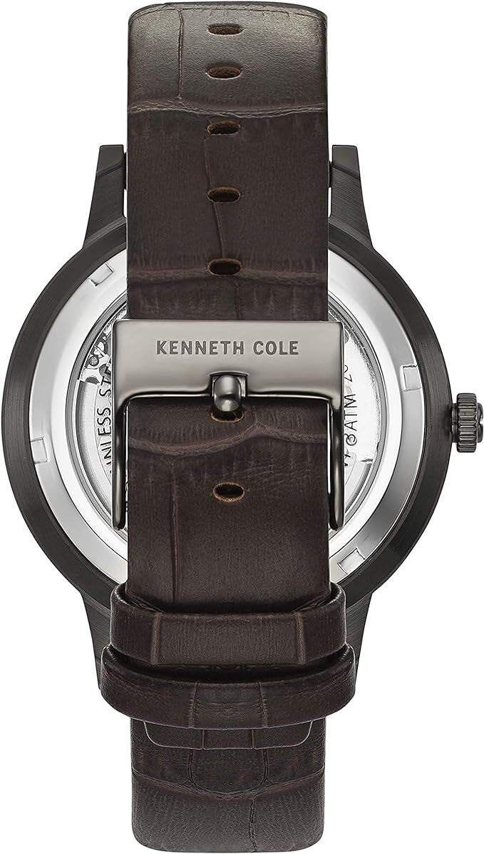 Kenneth Cole New York Men's Quartz Stainless Steel Case Brown Leather Strap Casual Watch
