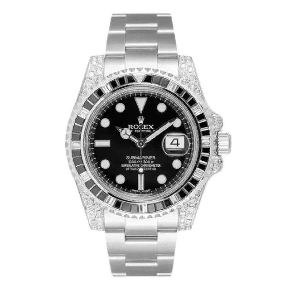 ROLEX SUBMARINER SILVER BLACK DIAMOND 40MM