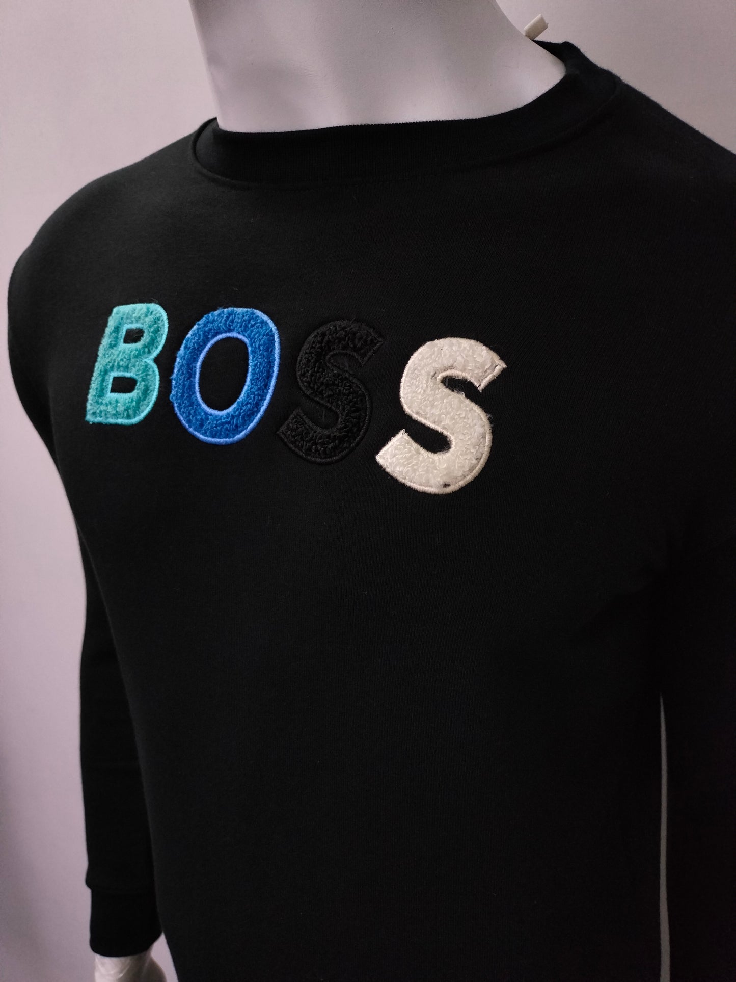 BOSS WECOLOUR FLEECE LOGO SWEATSHIRT BLACK