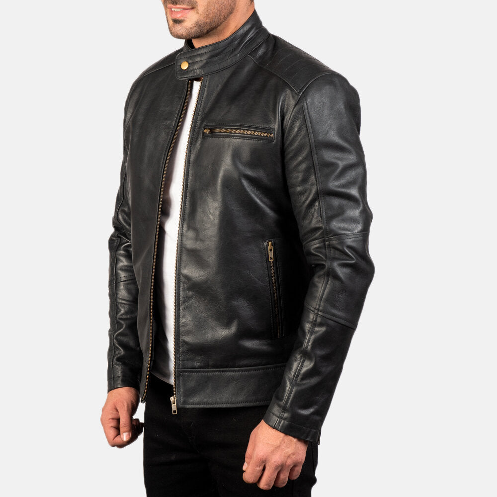 Dean Black Leather Biker Jacket