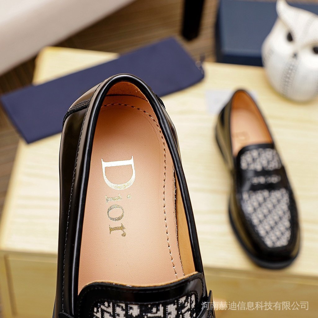 Dior high-heeled loafers with glossy leather hidden tag printed pattern GLDR07